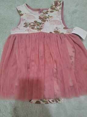 Pink Chicken Pink & Green Floral Baby Romper 12/18M